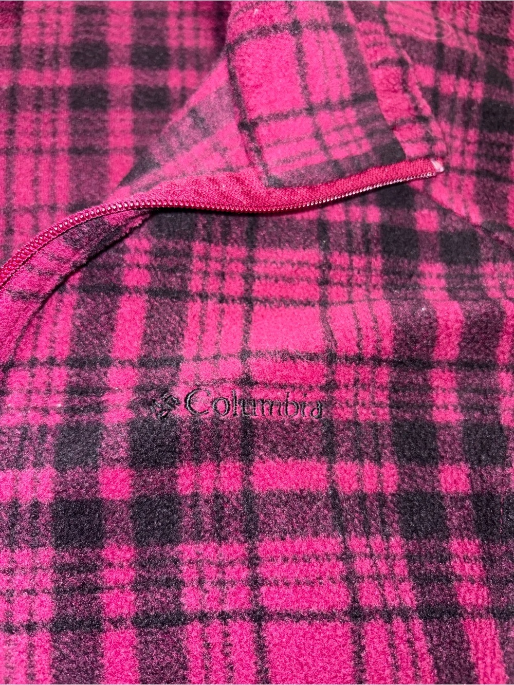 Columbia Pink and Black Plaid Fleece Zip-Up Sweater lot B - Picture 5 of 5